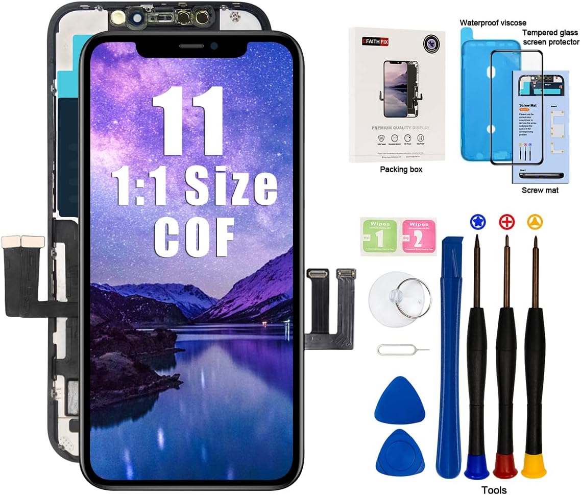 Écran LCD Complet Noir Pour IPhone 11 – Kit De Réparation EFAITHFIX Avec Outils – Garantie 1 An