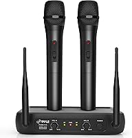 Vista 1 de Pyle - Sistema de micrófonos inalámbrico PDWM2135 VHF, 2 micrófonos de mano, frecuencia fija