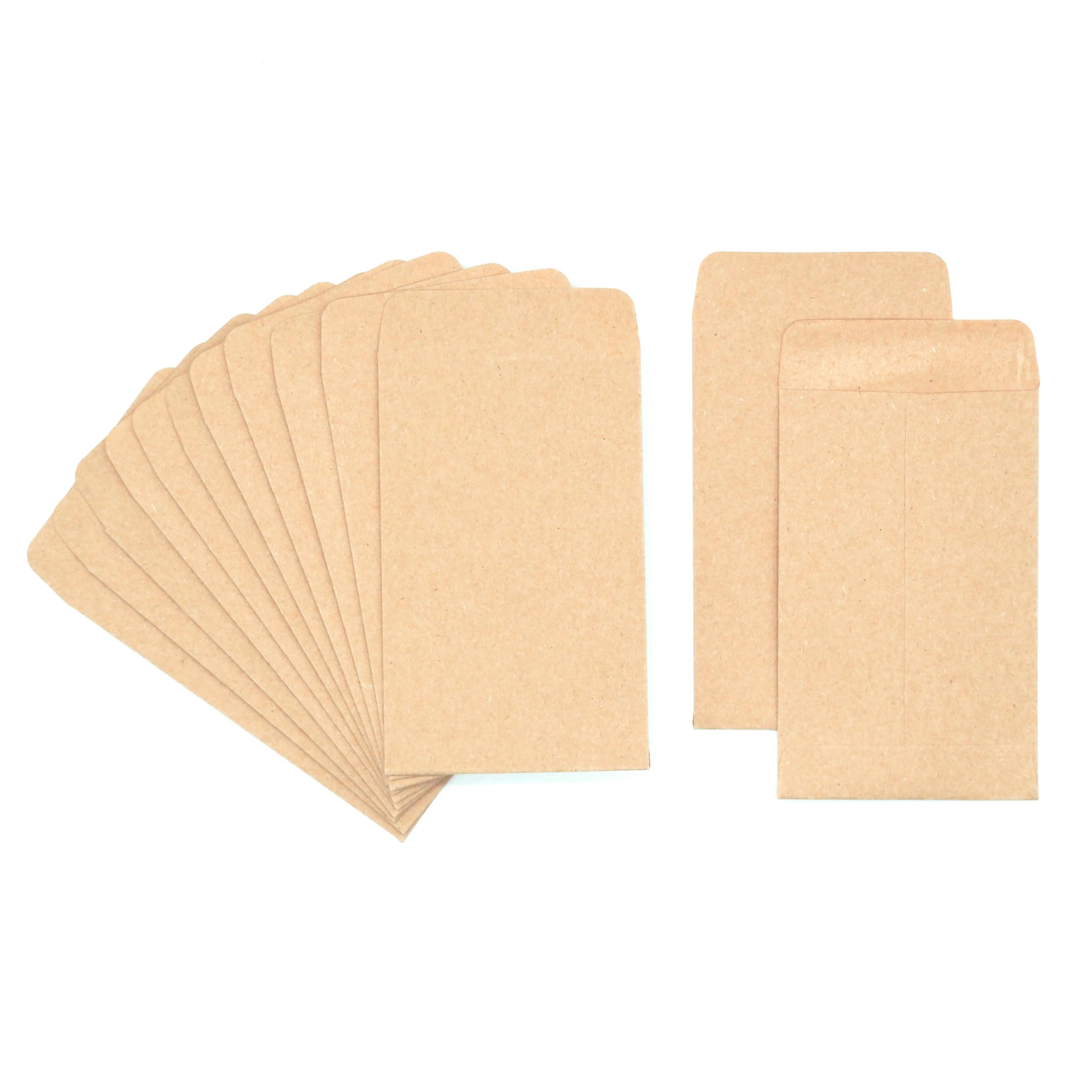 #1 100 Pcs Small Coin Envelopes 2.25" x 3.5" with Gummed Flap, Brown Kraft Mini Envelopes for Storing Seeds, Keys, Stamps, Tips and Small Items