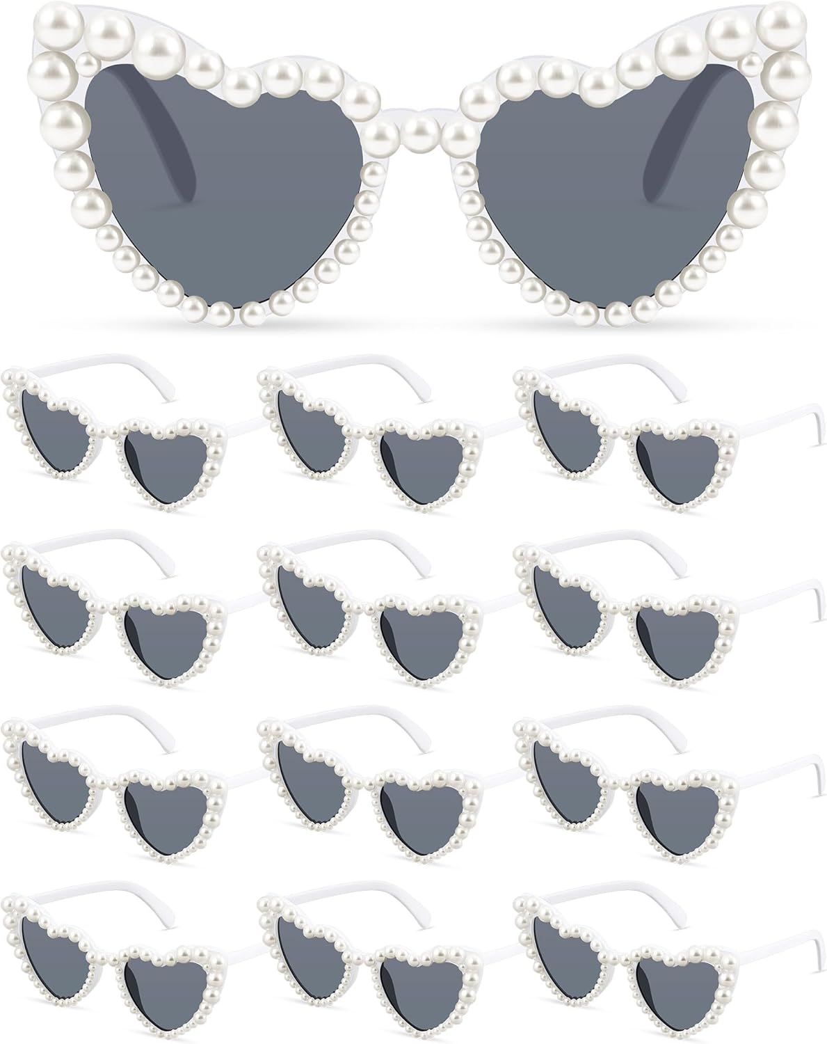 6 Pairs Heart Pearl Sunglasses Bride Sunglasses for Valentine Wedding Vintage Love Heart Sun Glasses