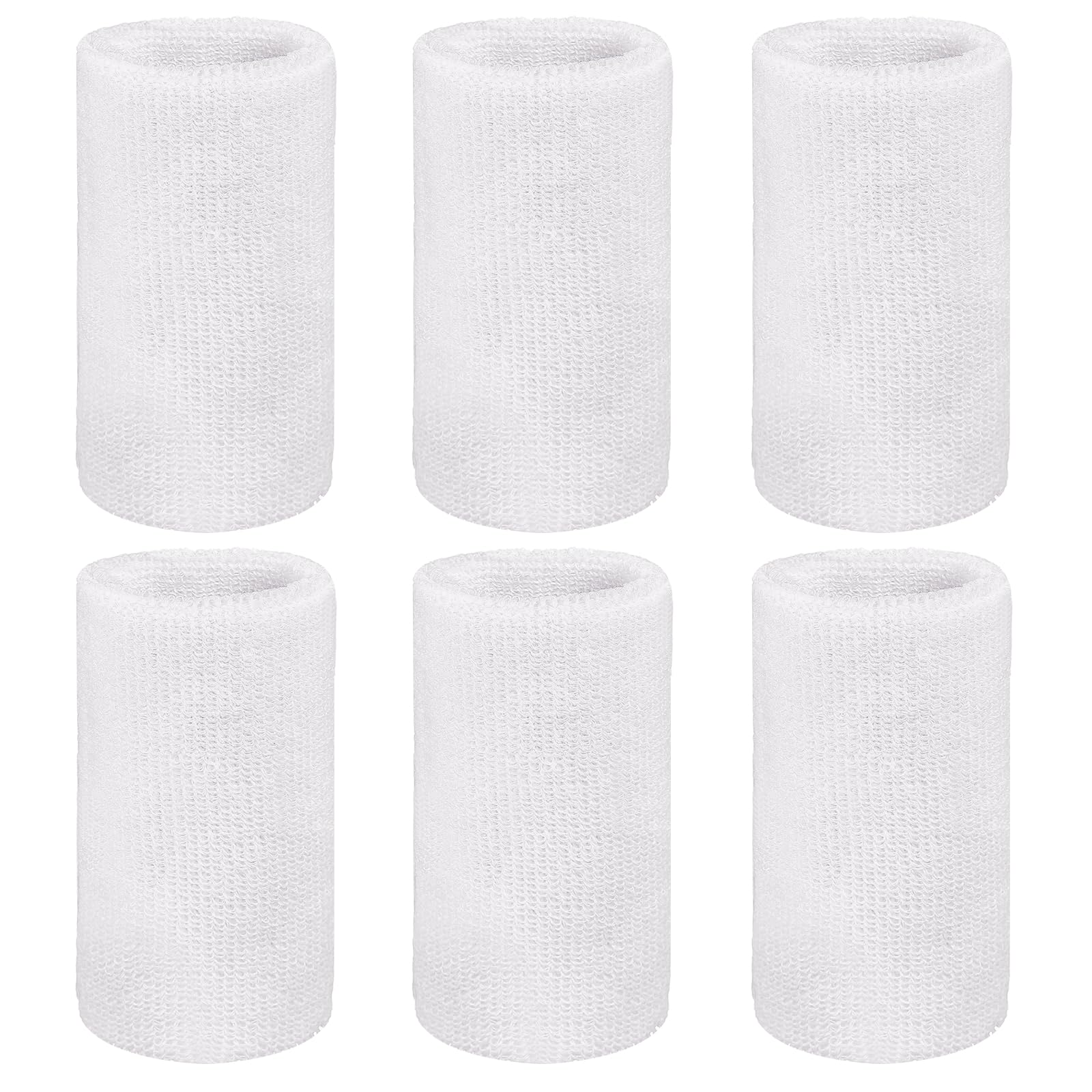 YELARXI Wrist Bands for Sweat, Sports Wrist Sweat Bands, Sports Wristband Sweatbands Breathable Absorbent Tennis Wristbands 6 Pcs & White -Fitting for Basketball/Football/Gym — image 1