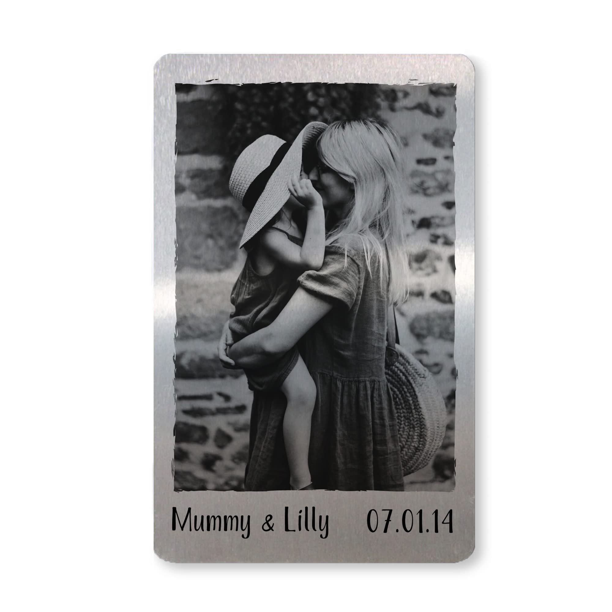 RED OCEAN Personalised Mother And Daughter Metal Photo Card Keepsake Gift For Mum Mummy Novelty Mothers Day Gifts