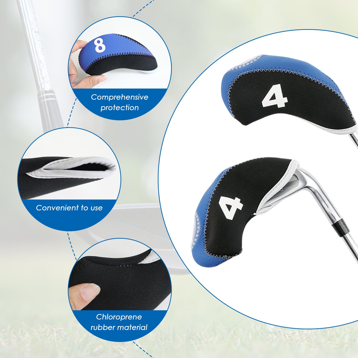 Fundas para Cabezas de Palos de Golf, 5 Clavos de Goma, Funda de Transporte