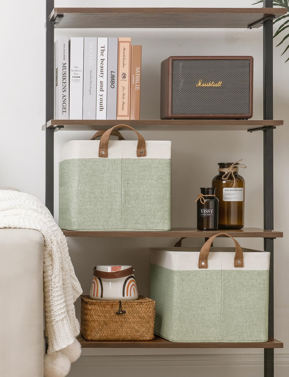 StorageWorks Fabric Storage Boxes for Shelves Large Closet Baskets with Metal Frame - Image 2