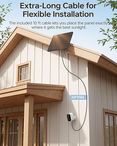 Miniatura 5 de KJK Panel solar de cámara de rastro con batería de 5000 mAh, cargador solar ETFE de 6 V 5 W para juegos y cámaras de batería de anillo compatibles,