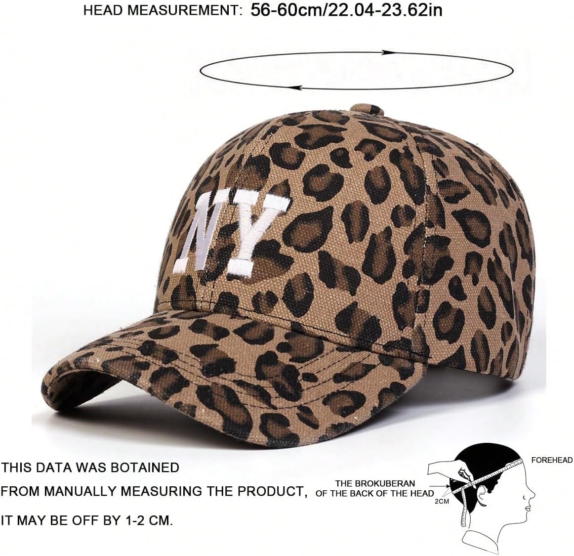 Leopard Print Baseball Cap with New York Embroidery Adjustable N.Y. Cotton Hat for Men and Women Casual and Sporty Look (Khaki Leopard,One Size) - Image 2