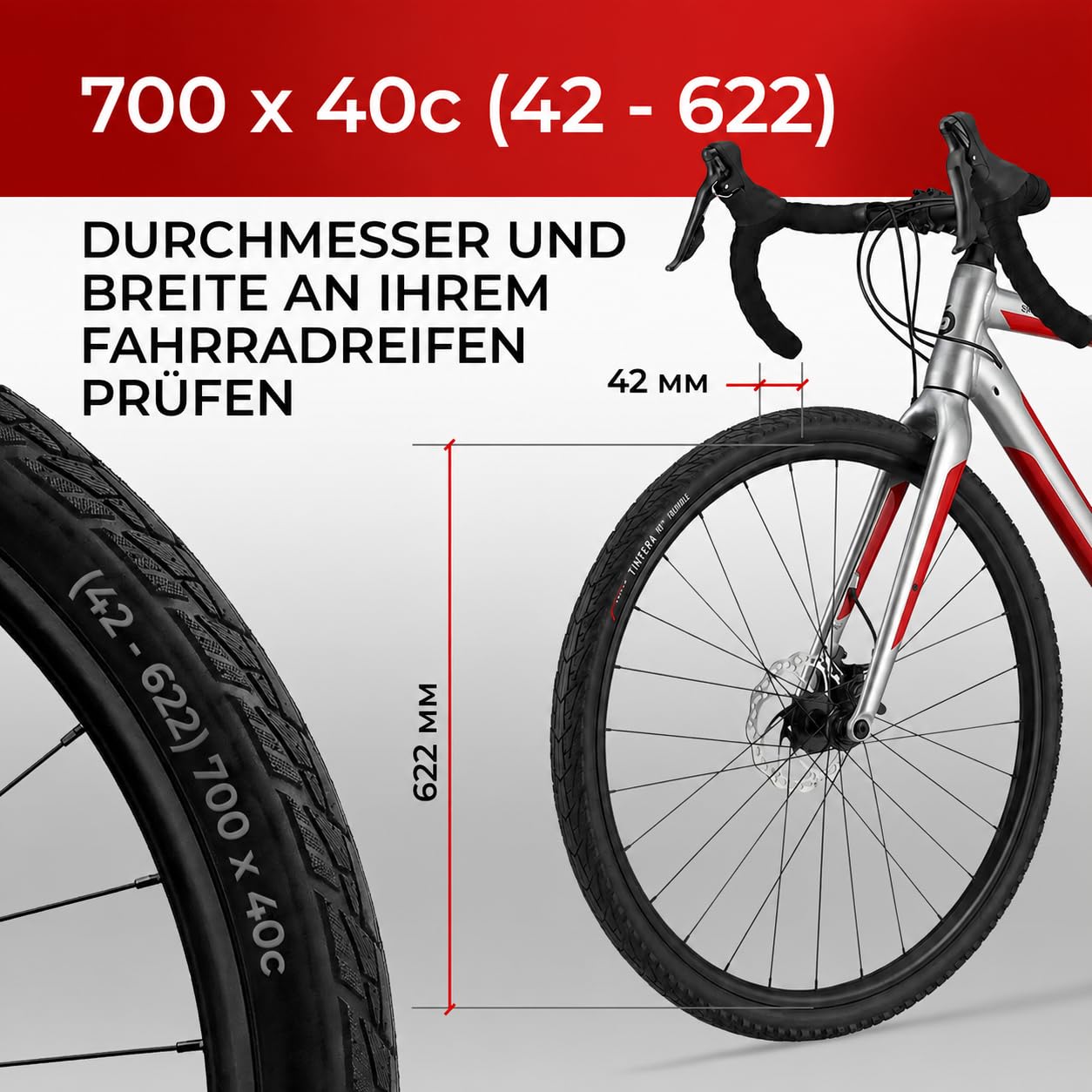 Fincci Fahrradreifen 700x40c – Paar Faltreifen 28 x 1,6 Zoll mit 1 mm Pannenschut - Fahrradmantel 42-622 mit 60 TPI für MTB, Gravel, City-, E-Bike, Hybrid-, Renn- & Tourenräder – 2er Pack
