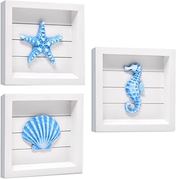 Gift Boutique Coastal Wall Decor, 3 Piece Blue Ocean Framed Wall Art Set
