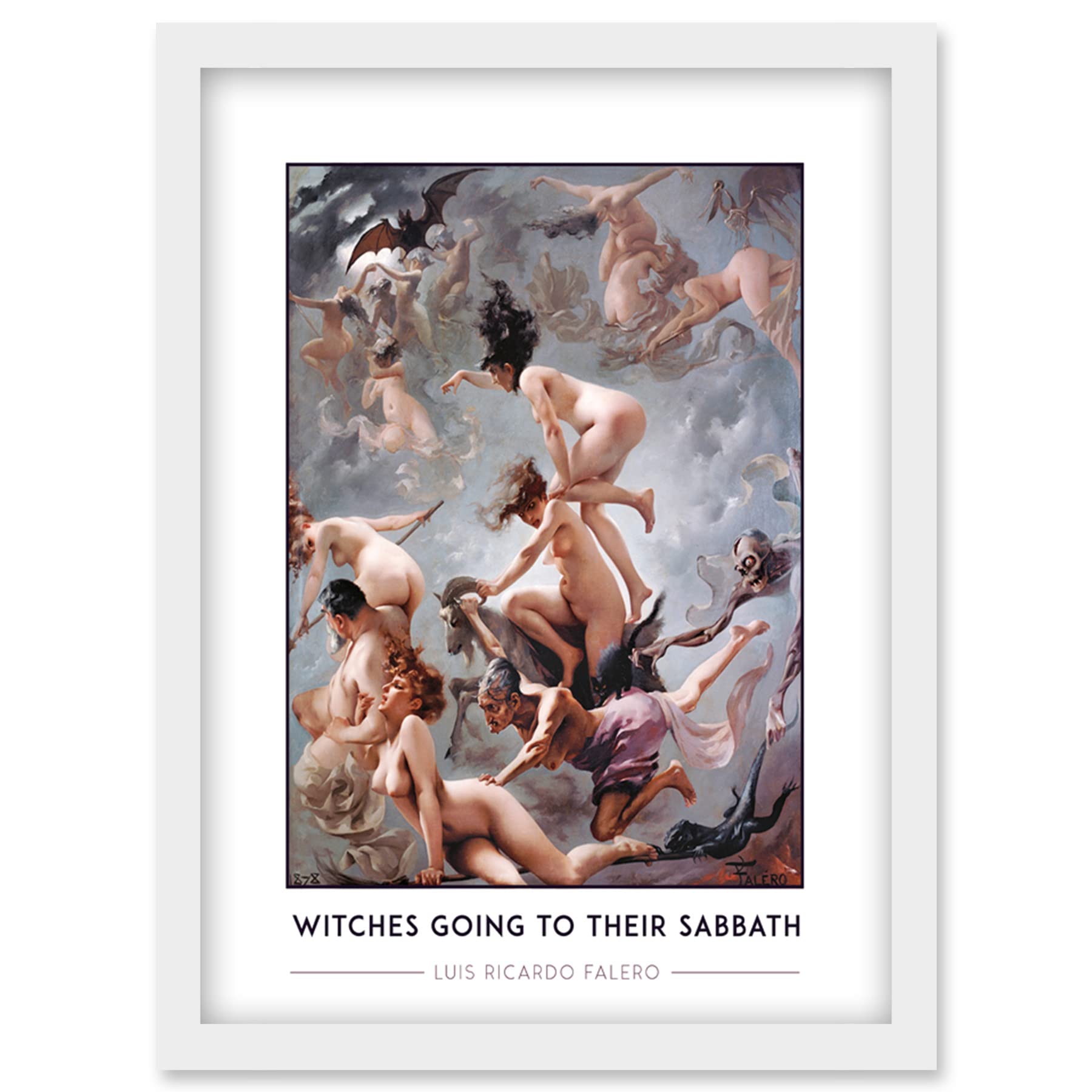 Wee Blue Coo Luis Ricardo Falero Witches Going To Their Sabbath Painting Artwork Framed Wall Art Print A4