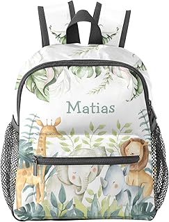 NZOOHY Palm Woodland Animals Personalized Kids School Backpack for Boys Girls,Custom Kindergarten Toddler Daypack