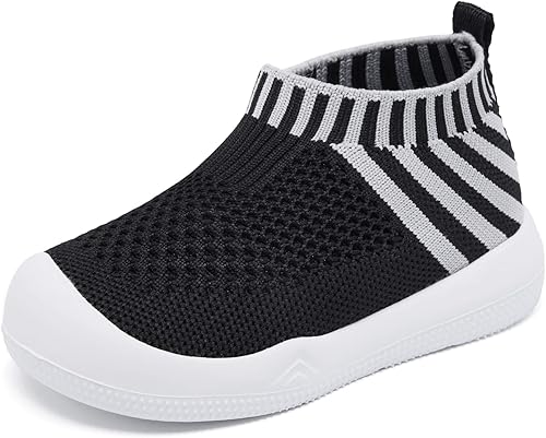 Engtoy - Zapatos tipo calcetín para caminar, antideslizantes y transpirables, pantuflas con suela de goma suave, tenis sin cordones para bebés,