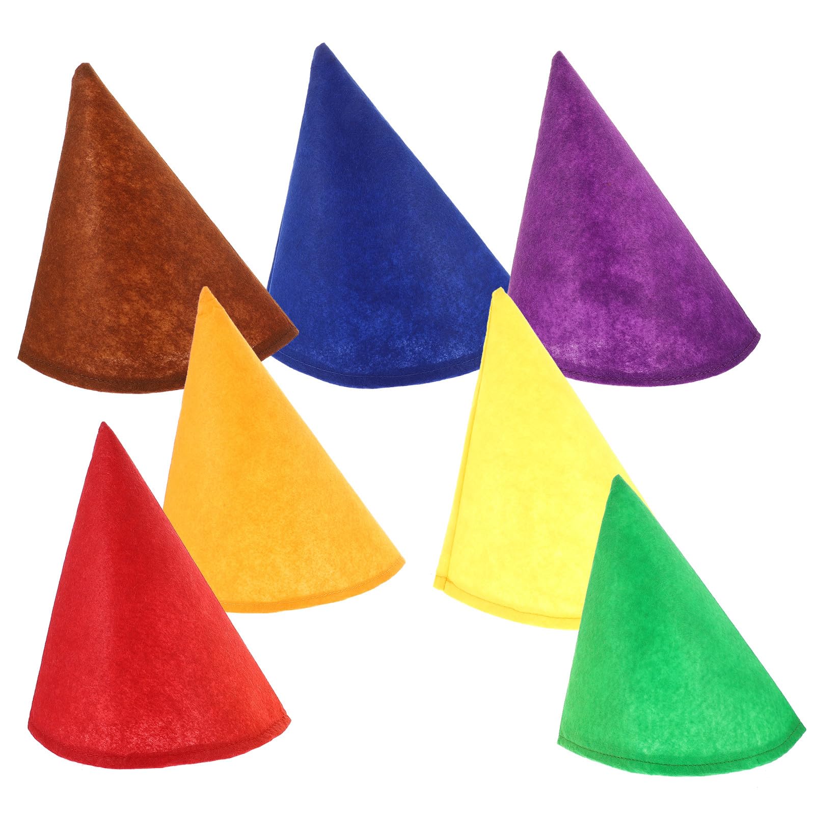 Angoily 7 sombreros de enano de fieltro grueso en forma de cono, multicolor, gorro de Navidad para fiestas y accesorios de disfraces para celebraciones