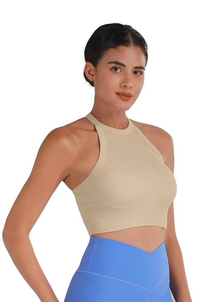 Sunzel Ribbed Tank Tops for Women, Halter High Neck Seamless