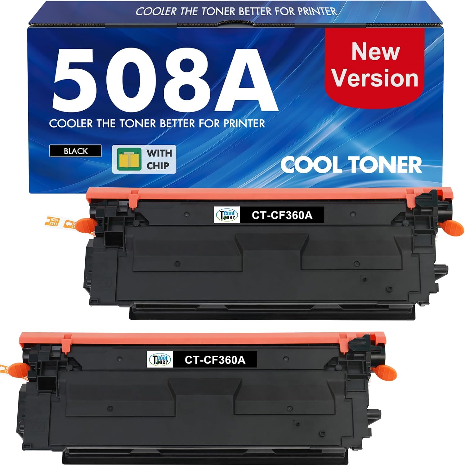 508X 508A Black Toner Cartridge 2-Pack High Yield Compatible for HP 508A 508X M553 CF360X CF360A for Color LaserJet Enterprise M553 M552 MFP M577 M553dh M553dn M553n M553x Printer Ink (New Version)