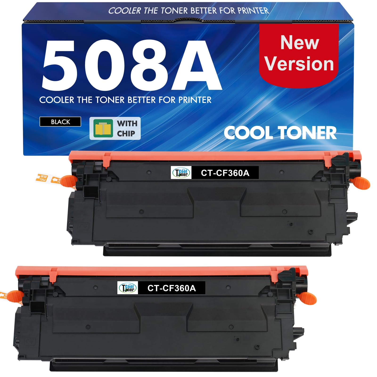508X 508A Black Toner Cartridge 2-Pack High Yield Replacement for HP 508A 508X M553 CF360X CF360A Toner for Enterprise M553 M552 553 MFP M577 M553dh