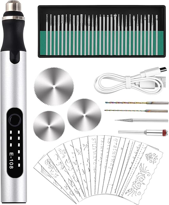 Penna Incisore Elettrico Tiiyee - 3 Velocità (10,000-20,000 Rpm), Per Metallo, Legno, Vetro - Foto 3