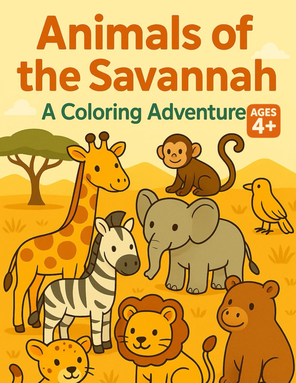 Animals of the Savannah: A Coloring Adventure: Fun and Educational Savannah Animals Coloring Book with Facts for Kids Ages 4-8 (Animals of the World: A Coloring Adventure)