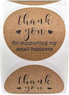 Eco Kraft Thank You Stickers – 1” Round, 500 Labels with Rustic Eco-Friendly Design for Small Business Packaging