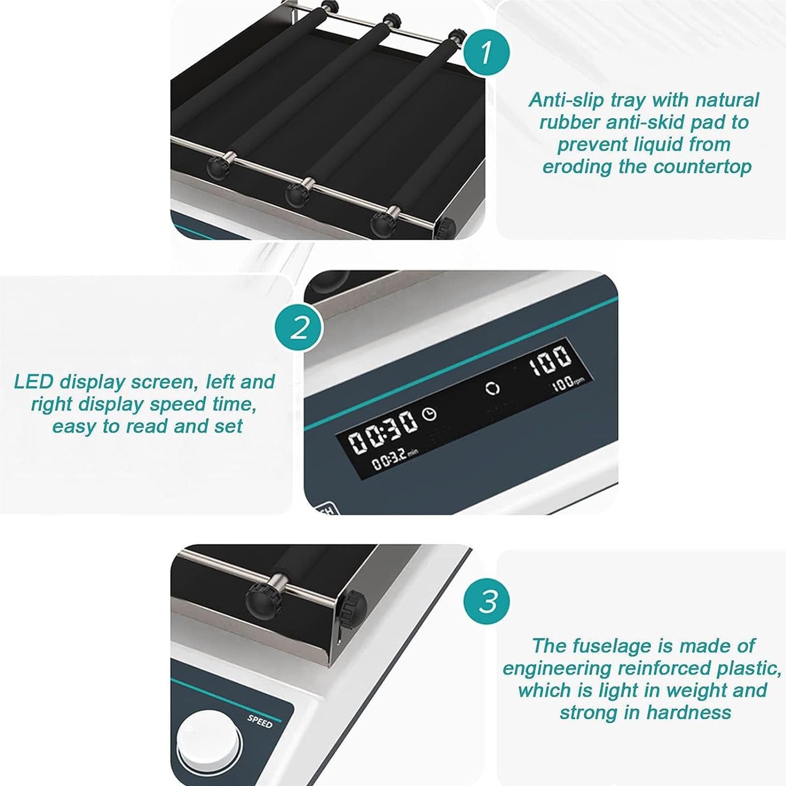 Agitador orbital digital, mezclador oscilador de laboratorio para control de velocidad, ideal para mezcla homogénea, equipo de laboratorio para investigación y pruebas, características OS-40Pro