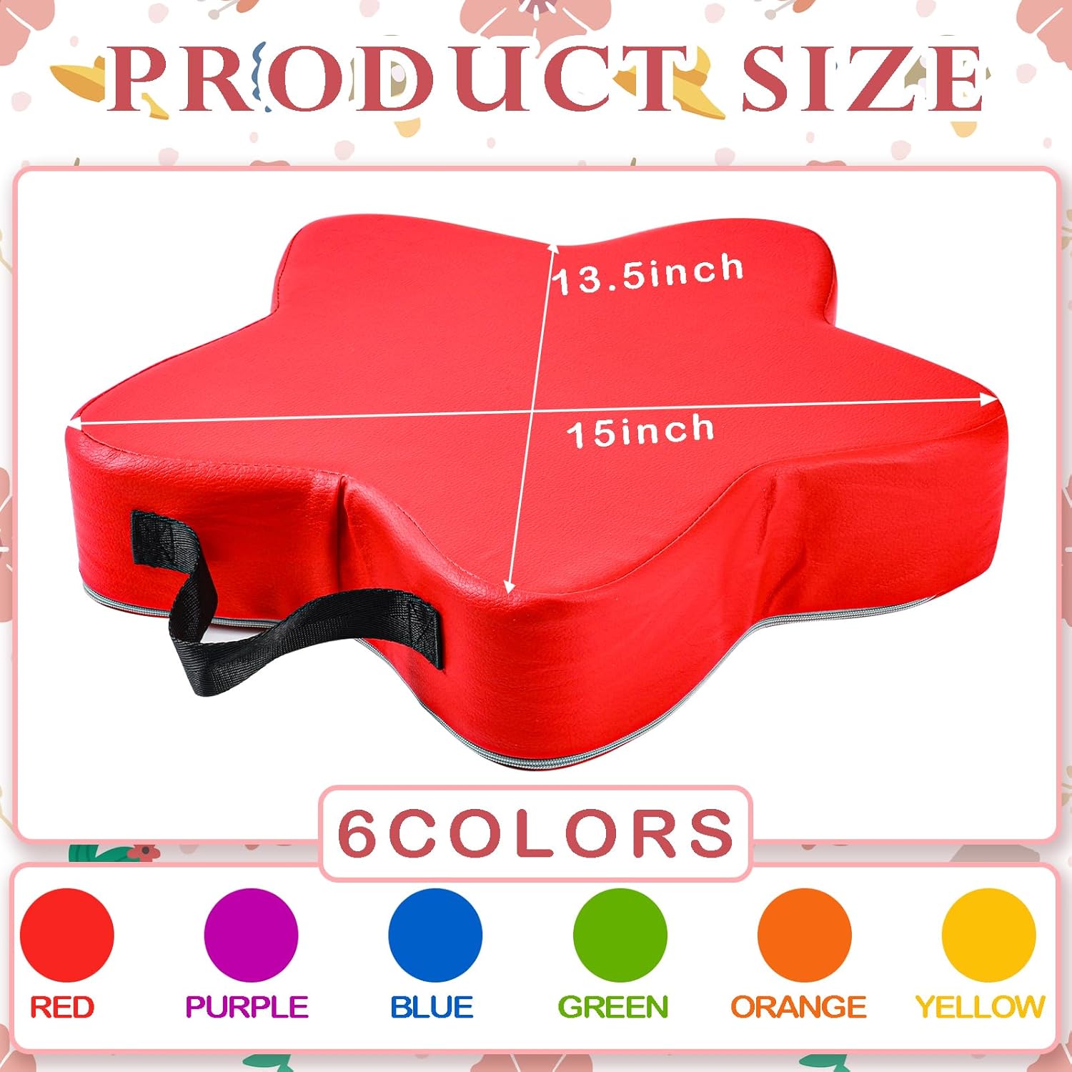 Ripeng 6 Pack Star Floor Classroom Cushions 3'' Thick Kids 15'' Soft Kids Colored Seating Cushions for Class Elementary Daycare Preschool Nursery Home Learning Meditation