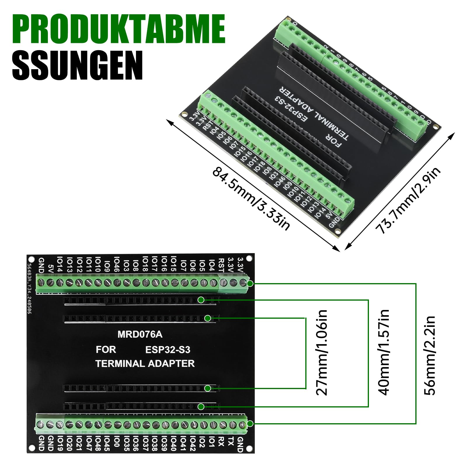 Heemol 2 sztuki do ESP32 S3 GPIO Breakout Board do ESP32 S3 N8R2/N16R8, płyta rozszerzająca 44PIN do rozwoju IoT
