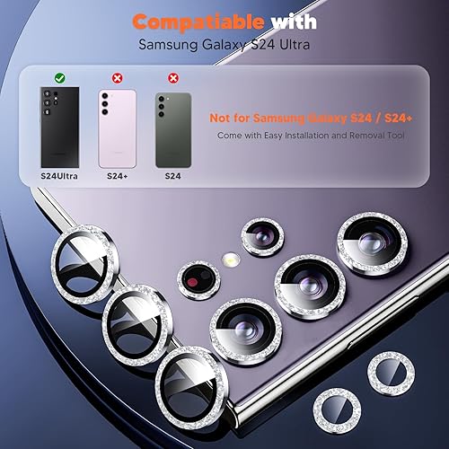 Miniatura 44 de Hoerrye Protector de lente de cámara para Samsung Galaxy S24 Ultra, compatible con fundas, protector de pantalla de vidrio templado Ultra-HD 9H