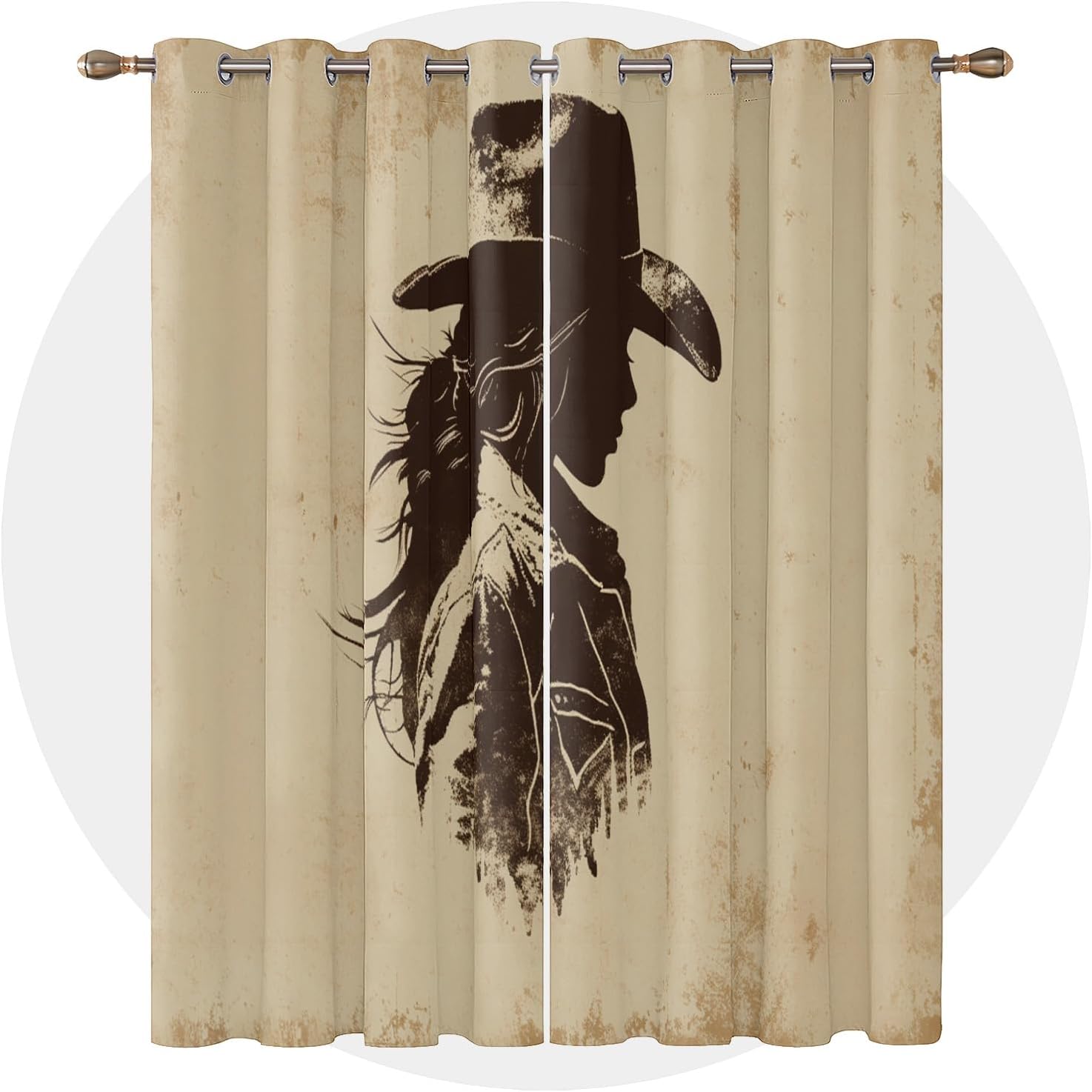 Cowgirl Curtains 63 Inch Length - Western Cowboy Rustic West Patterned Blackout Curtains for Living Room Bedroom, Room Darkening Grommet Drapes Window Treatments, 2 Panel Set