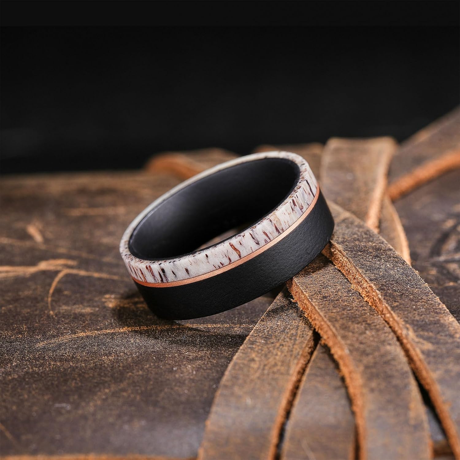 King Will 8mm Wooden Rings, Men's Wedding Rings Inlay Flat Cut Ring for Men Women, Comfort Fit, Durable