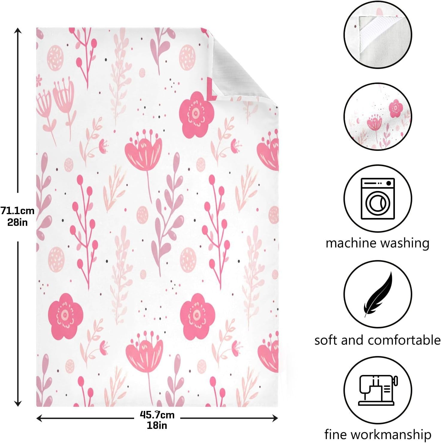 Beautiful Flowers Kitchen Towels Set of 6, Soft Absorbent Quick Drying and Reusable Dish Towels for Kitchen, Bathroom and Home Decor, 18 x 28 in