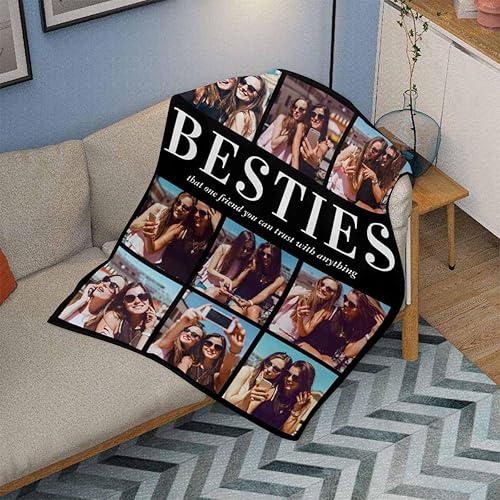Miniatura 3 de Manta de fotos personalizada para amigos, mejor amiga, Navidad, manta de cama personalizada con collage de 9 fotos para mamá, papá, manta