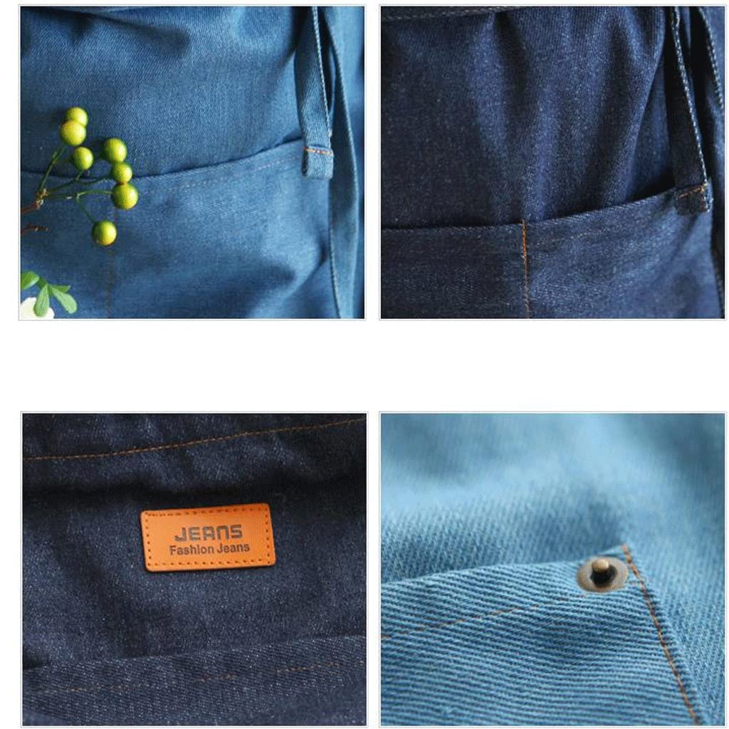SSDD 7606 algodón Denim Cocina Engrosada Cocina Delantal Pareja Baker Coffee Restaurant Monos Cintura (Size : Blue-2)