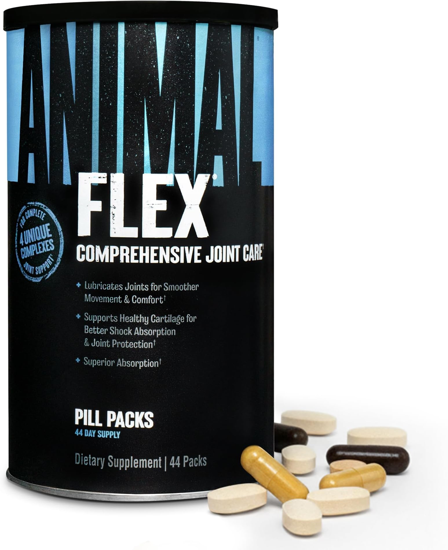 ANIMAL Flex Comprehensive Joint Care - 4 Unique complexes for Joints, Bones, and Cartilage - with Vitamins A and E, glucosamine, Flaxseed Oil, and hyaluronic Acid - 44 Packs