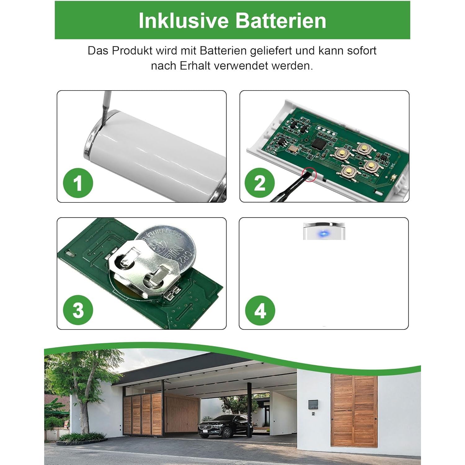 Kompatibel mit HSE2-868-BS, HSE-4-868-BS, HS1-868-BS, HS4-868-BS, HSS4-868-BS, HSP4-868-BS, 868MHz Garagenöffner Fernbedienung, BS Handsender 4 Kanäle Garagentor Ersatz-Fernbedienung (2pcs)