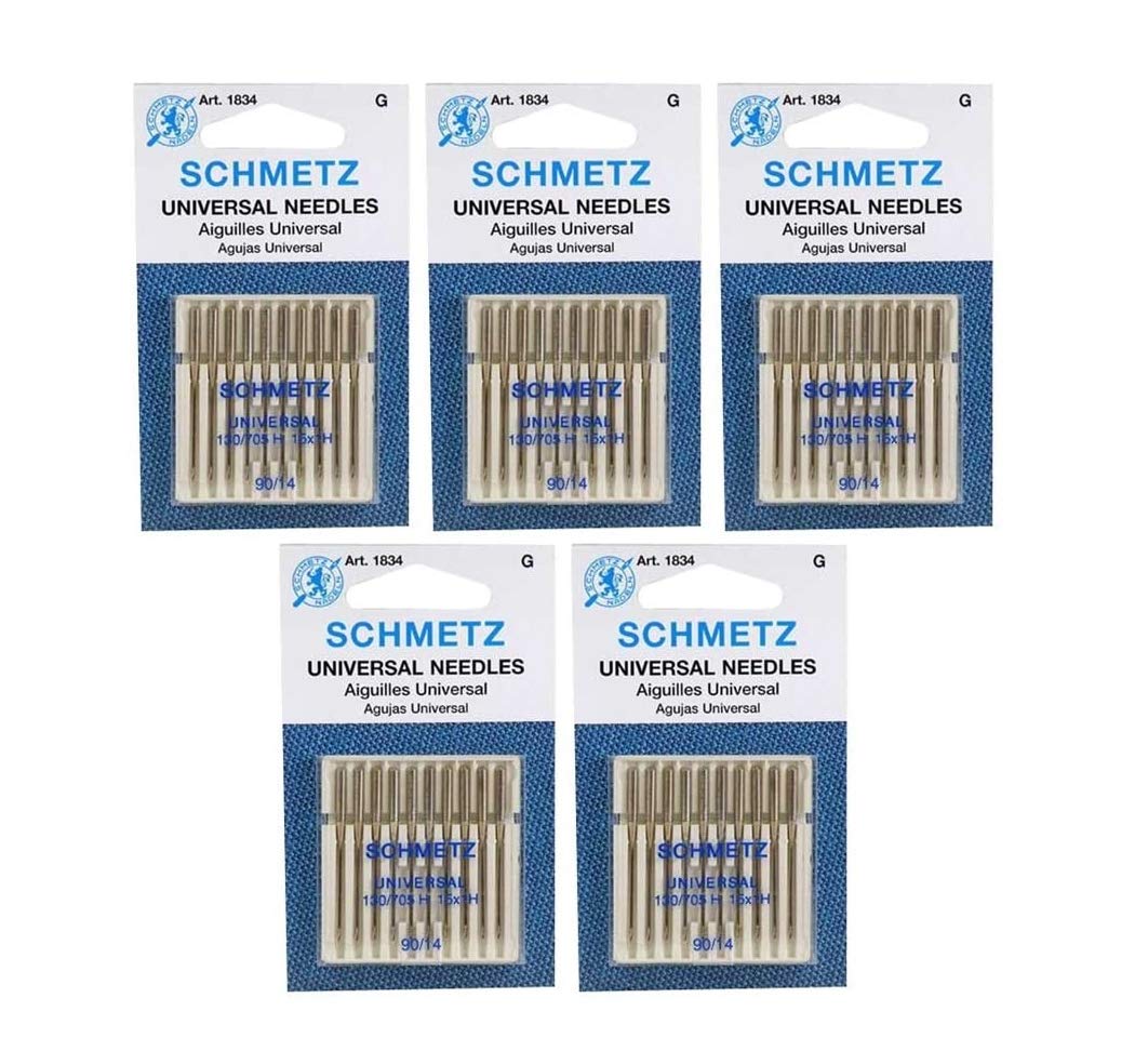 SCHMETZ Universal (130/705 H) Haushaltsnähmaschinennadeln, Größe 90/14-5 Karten, 50 Nadeln