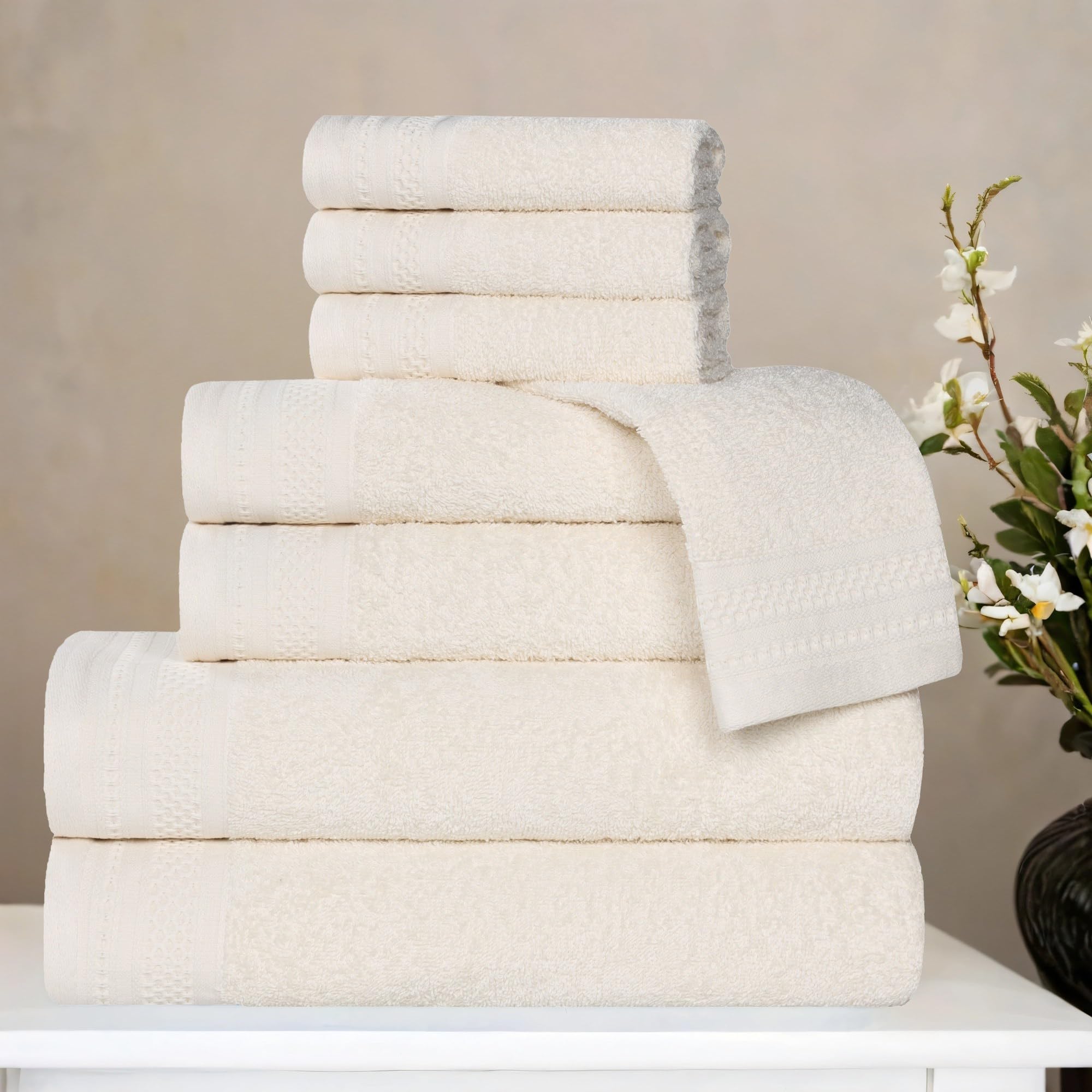 Serviettes en coton nid d'abeille lot de 8 de qualité supérieure pour une salle de bain chic