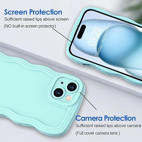 Miniatura 2 de Anuck Funda para iPhone 15, diseño de marco rizado para mujeres y niñas, bonita funda de teléfono estética de color liso, suave, flexible, TPU a