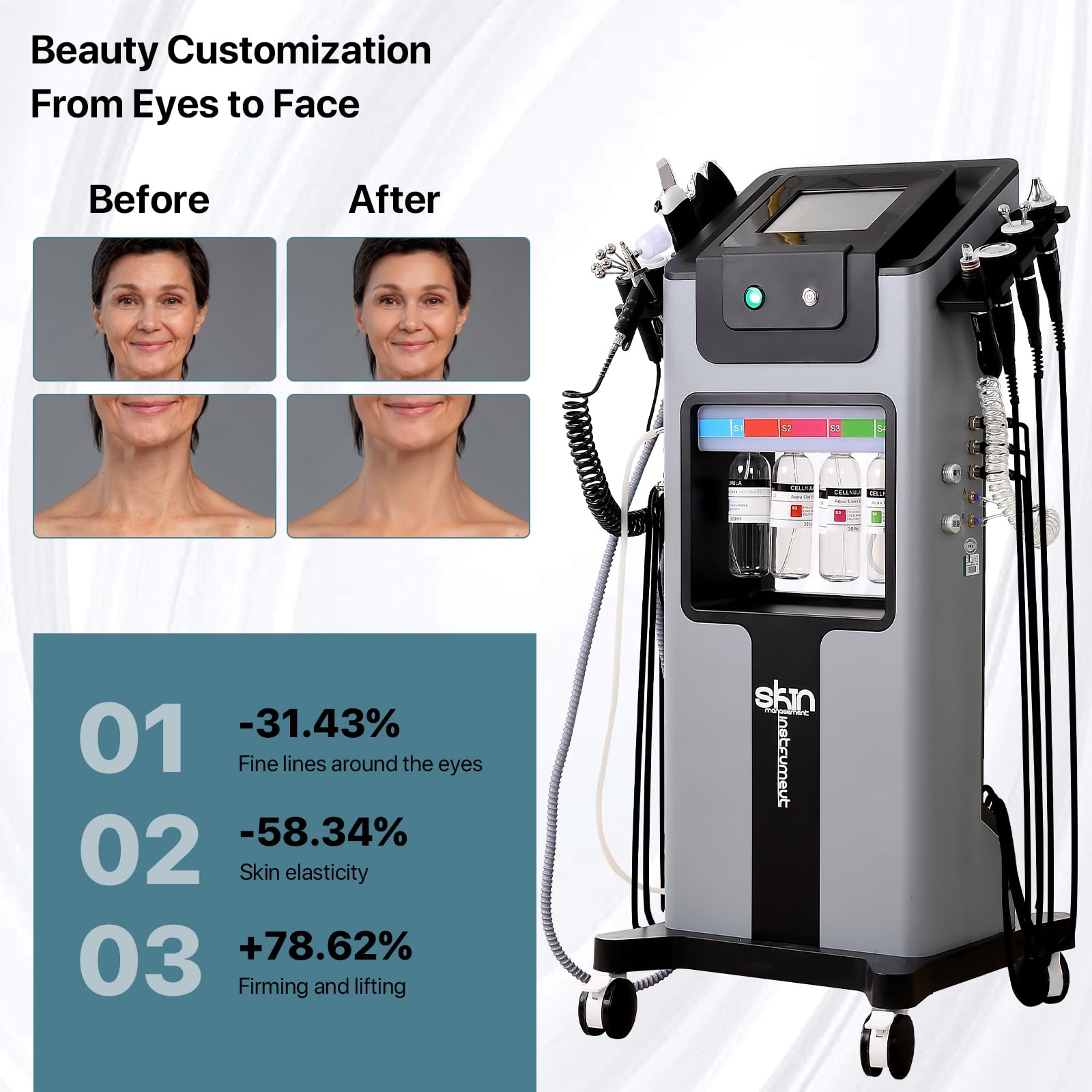 Hydro Oxygen Beauty Device - wielofunkcyjna maszyna do pielęgnacji twarzy 10 w 1 do czyszczenia skóry i zabiegów spa w domu