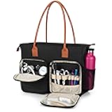 CURMIO Nurse Tote Bag, Portable Medical Bag with Padded Laptop Sleeve for Nursing Work, Home Visits, Health Service, Black (Bag Only)