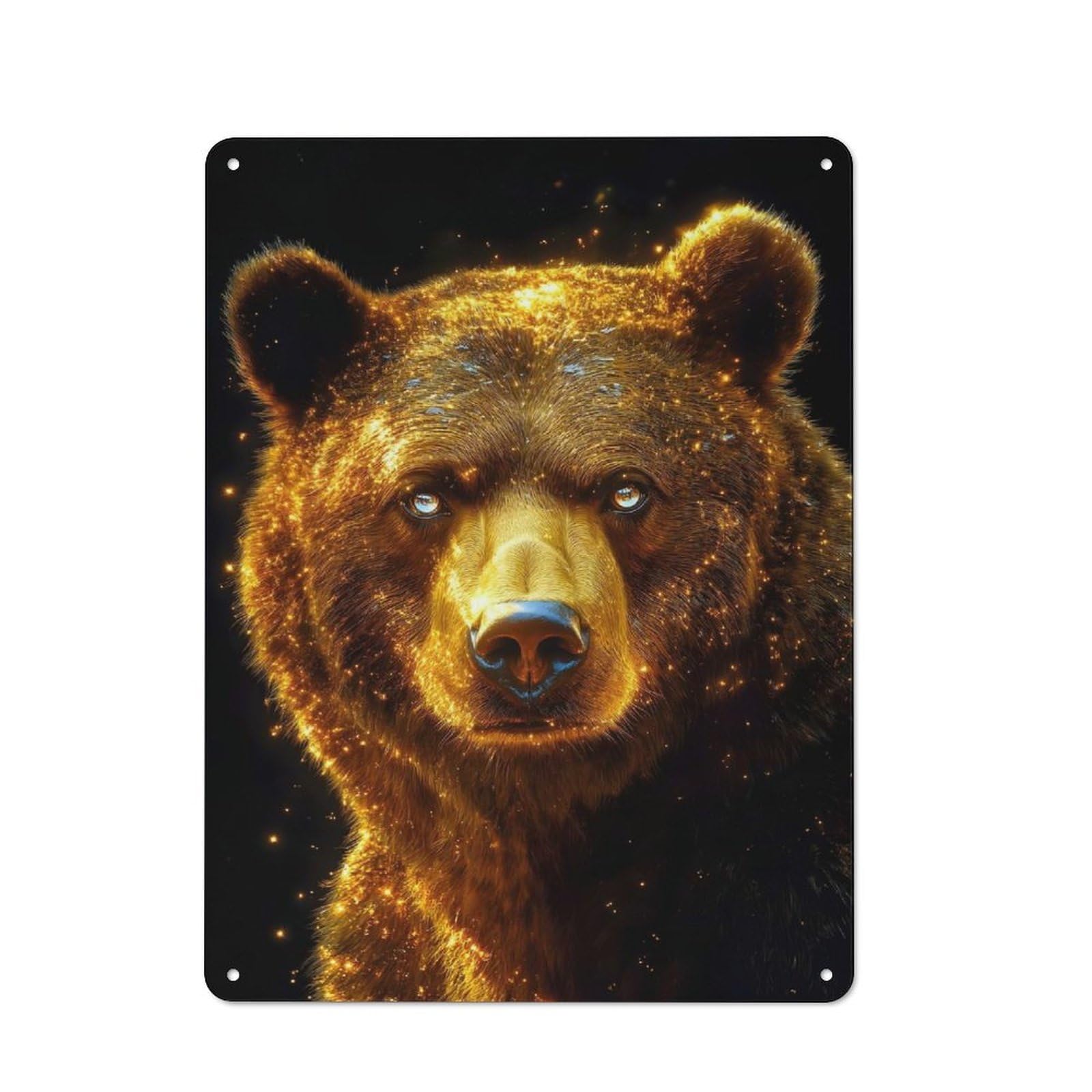 Junmoney Style-9 Golden Bear Portrait Animal Character Metal Wall Decor 40X30cm, Vintage Metal Sign For Home, Shop, Pub Or Studio Wall