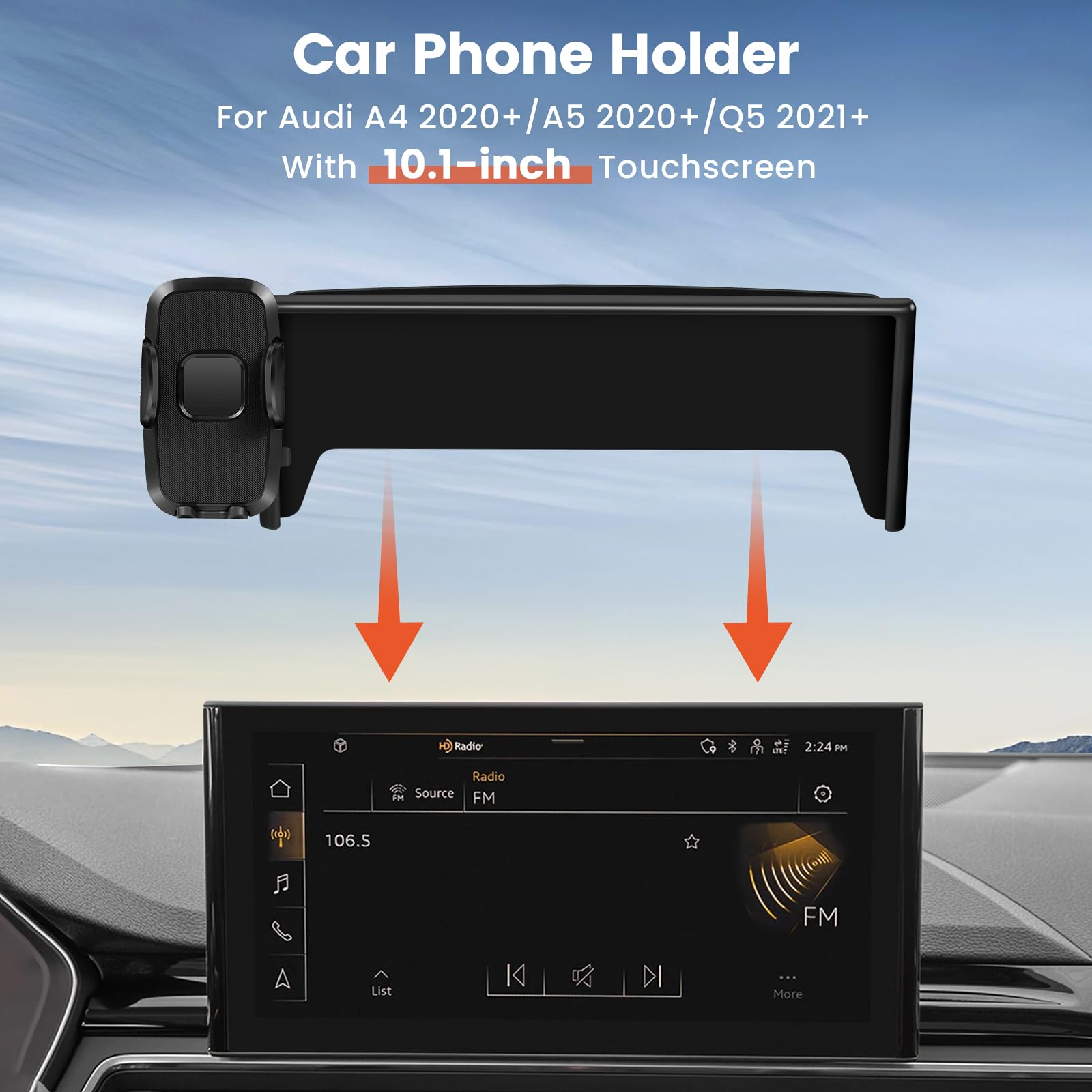peleus Ajuste personalizado para soporte de teléfono de coche, Audi A4 2020 A5 2020 Q5 2021, accesorios para teléfono móvil, pantalla de 10.1 pulgadas, soporte para teléfono celular, soporte para