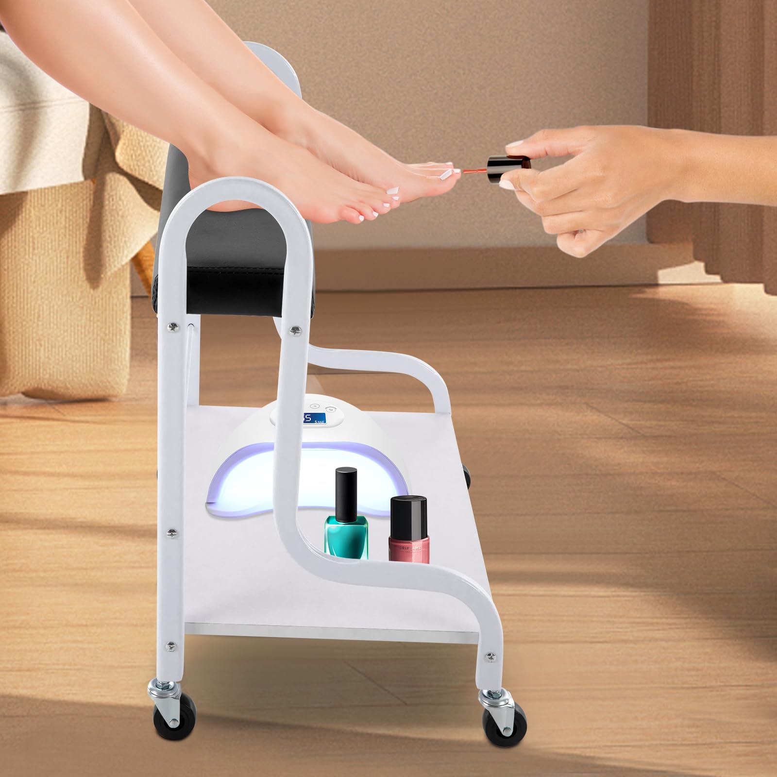 Carrito de salón de belleza con ruedas para uñas o pies, baño, spa, portátil, manicura, reposapiés con ruedas para salones de belleza, clínicas médicas, salones de peluquería, baños familiares