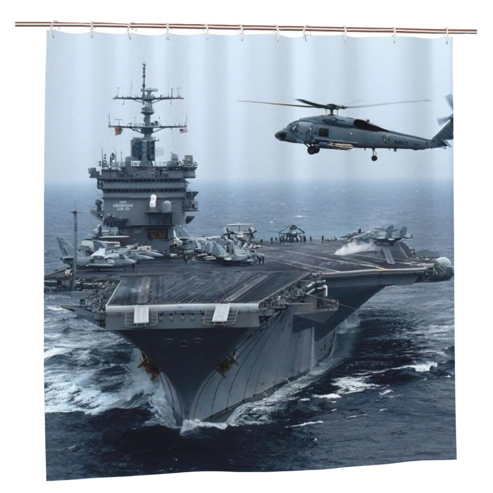 Rideau de douche porte-avions polyester 183x183 cm avec œillets accessoires bain