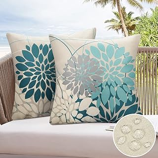Cushion Covers 18X18 Teal Blue Pillow Covers Outdoor Cushion Covers Waterproof Pillow Cases Washable Sofa Cushion Covers Replacement Pillowcase House Pillow Sofa Cover