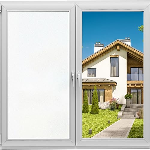 Miniatura 1 de Película esmerilada de privacidad para ventana de vidrio, se adhiere para privacidad, sin adhesivo, protección antirrayos UV adherencia estática