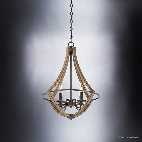 Miniatura 3 de Urban Ambiance Lámpara de araña de lujo estilo granja, tamaño mediano 24 pulgadas de alto x 18.25 pulgadas de ancho, con elementos de estilo