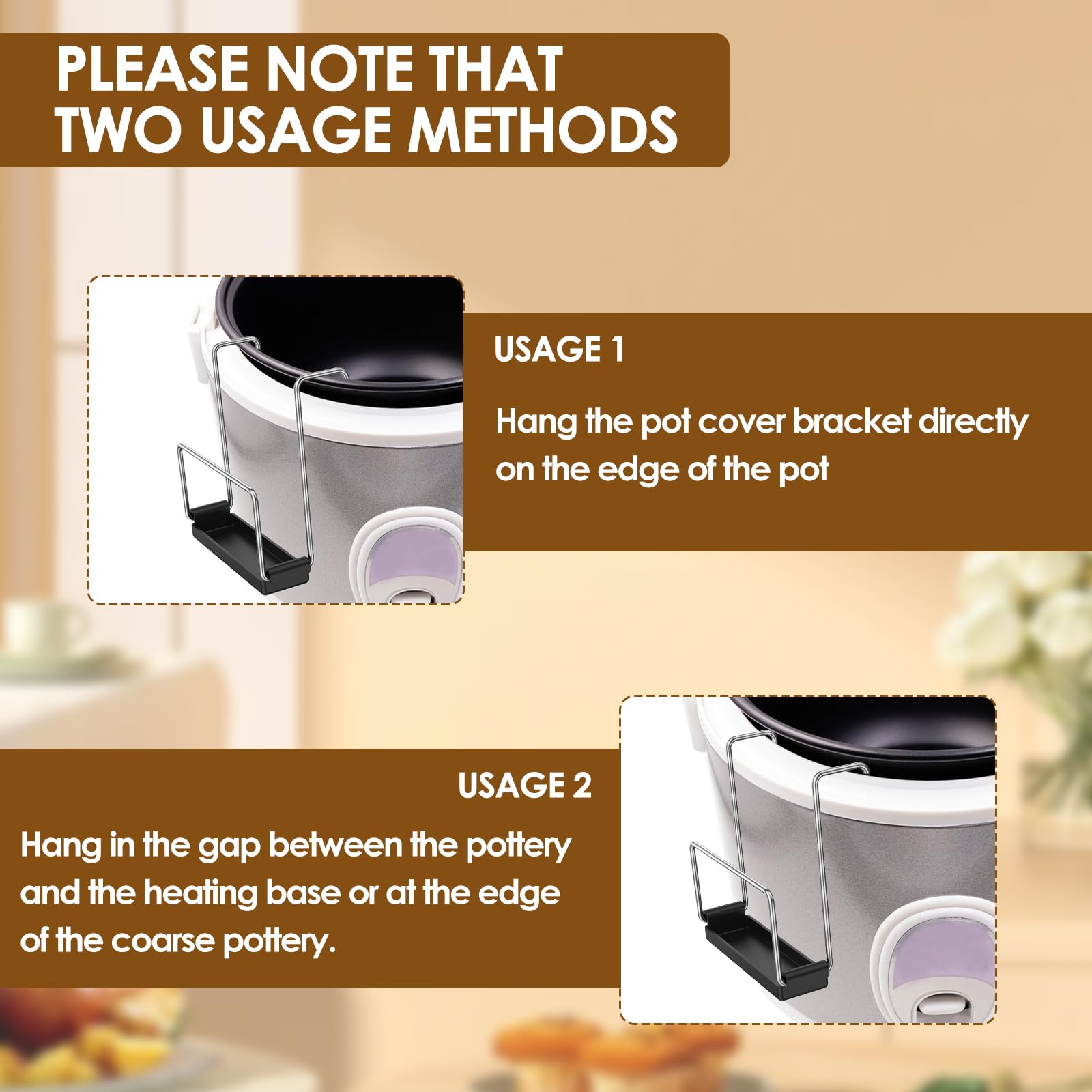 Slow Cooker Lid Holder for Cooking with Silicone Sink, Pot Lid Organizer Fits Most Slow Cookers, Stainless Steel Crock Pot Lid Holder, Pot Lid Holder Wall Mount for Kitchen Keeps Countertop No Mess