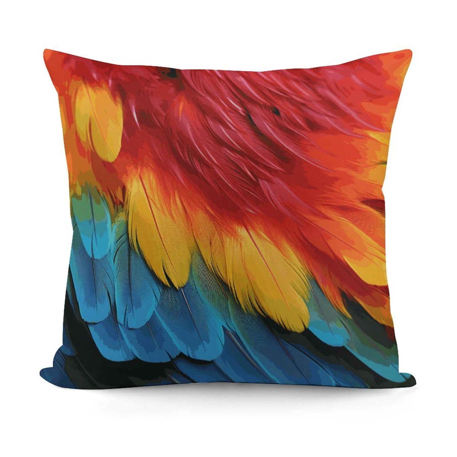 VstaDank Fantastic Parrot Feather Pillow Covers Soft Plush Decorative Square Pillow Cover Modern Breathable Pillowcases Pillowcase with Invisible Zipper 18x18 Inches for Sofa Living Room