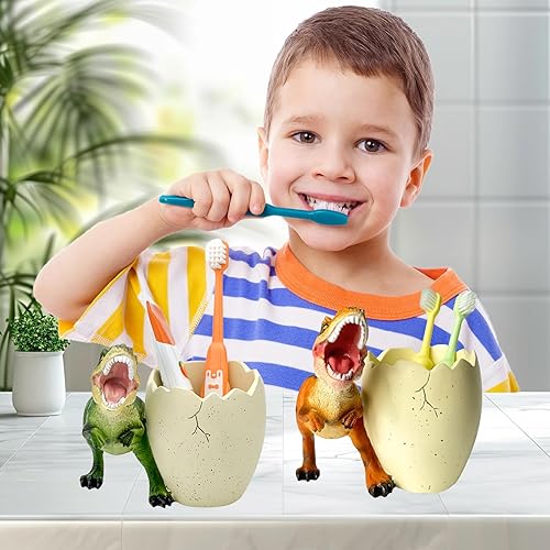 Miniatura 10 de Porta cepillos de dientes de dinosaurio para baños - Lindo soporte para cepillos de dientes de dinosaurio - Soporte para cepillos de dientes y pasta