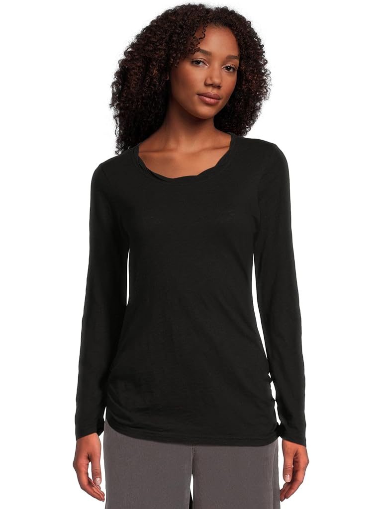 Black Mod-o-doc Long Sleeve Twisted Scoopneck Tee