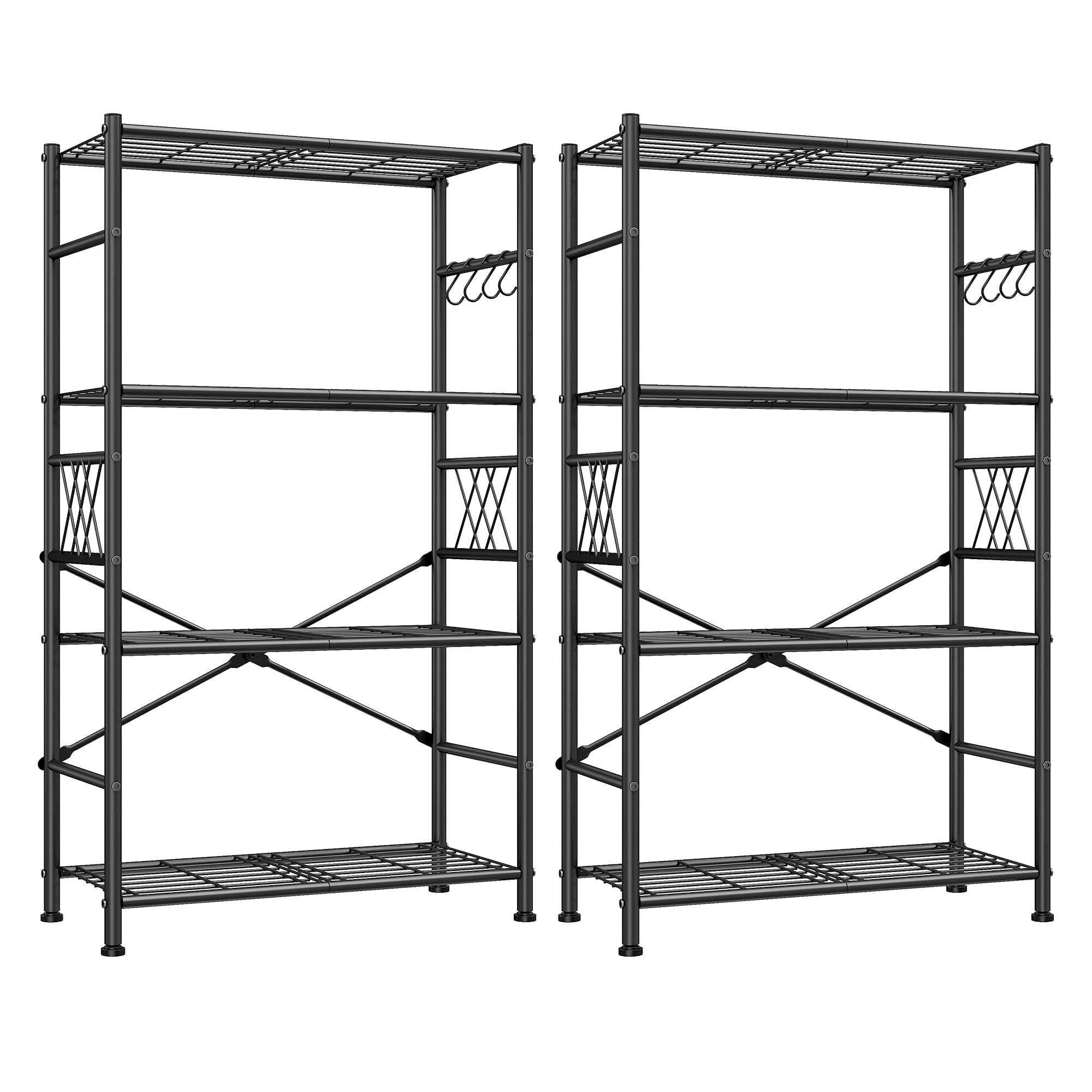 Wire Shelving Storage Rack with Hooks,Metal Shelving Units Shelf Organizer,Wobble-Free Garage Shelving with Adjustable Leveling Feet for Kitchen Pantry Laundry Bathroom Closet Dorm,12"D x 30"W x 60"H